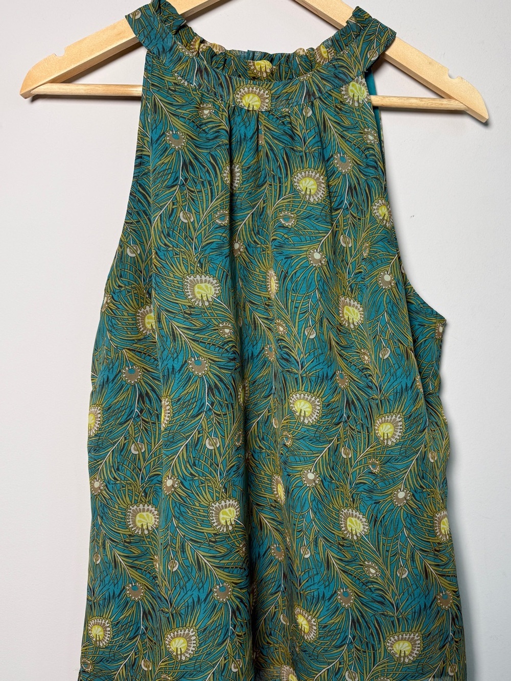 Liberty of London x Target Peacock Halter Top Ruffle Neck Y2K Rare Collab XL